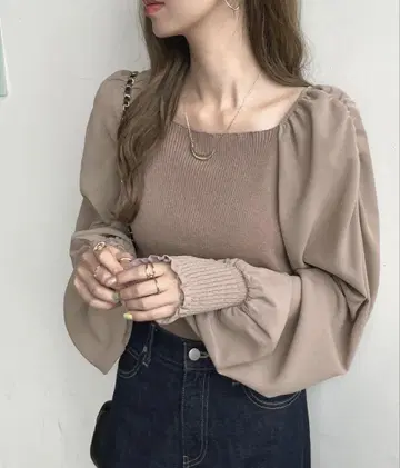 벌룬 소매 도킹 블라우스