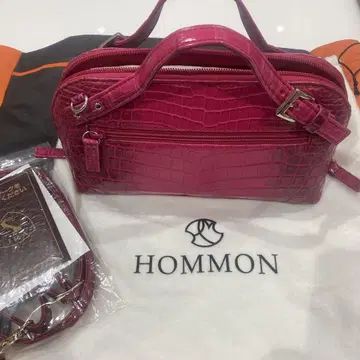 HOMMON 핑크 크로커다일 숄더백