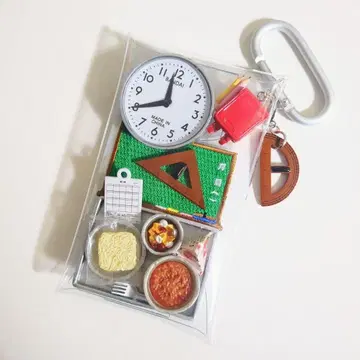 가챠 파우치 급식 소프트 면 리멘트 삼각형 눈금자 분도기 미니어처