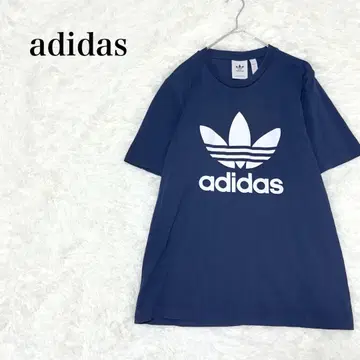 아디다스 T셔츠 M 코튼 네이비 로고 프린트 반팔 새상품급