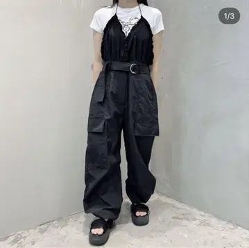 BANK LITTLE 나일론 프릴 올인원 블랙 검정