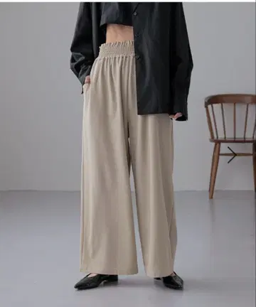 롤리스] 개더 와이드 이지 팬츠