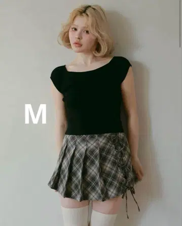 ANDMARY 소니아 레이스 업 미니 스커트 브라운 M