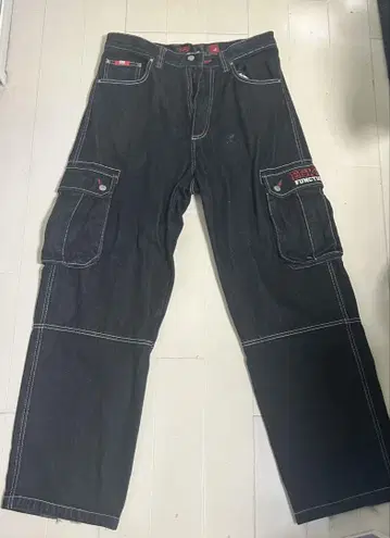 00s ECKO UNLTD 블랙 데님 배기 카고 데님