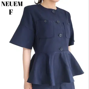 택 포함 새상품 NEUEM 노엔 페플럼 상의 네이비 오피스 네이비