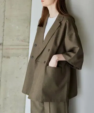 완판템 flaner 루즈 린넨 라이크 더블 자켓 셋업 M L