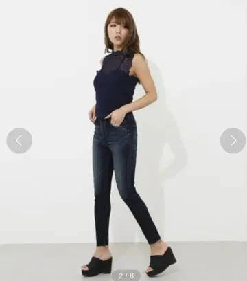 리엔다 데님 스키니 저스트웨이스트 패깅스 스트레치 데님 자라