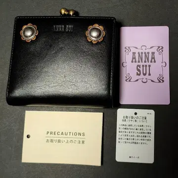 ANNA SUI 빈티지 버튼 입금 두겹 지갑 블랙