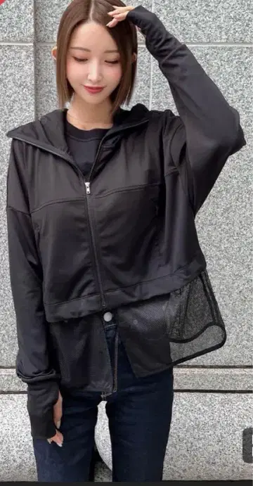 시이짱 차광 후드티 + 메쉬 부품 포함 블랙 새상품