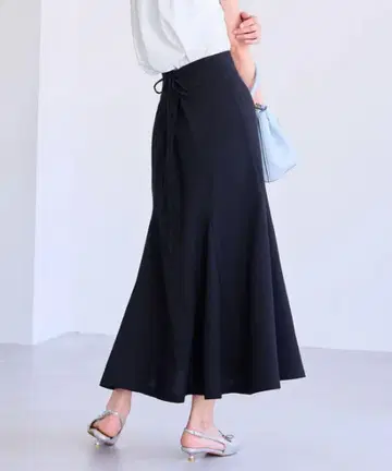 새상품 VIS [easy] 린넨 라이크 머메이드 스커트 블랙 S 사이즈