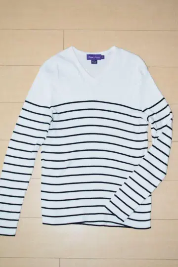 Ralph Lauren Purple Label 스트라이프 V넥 스웨터