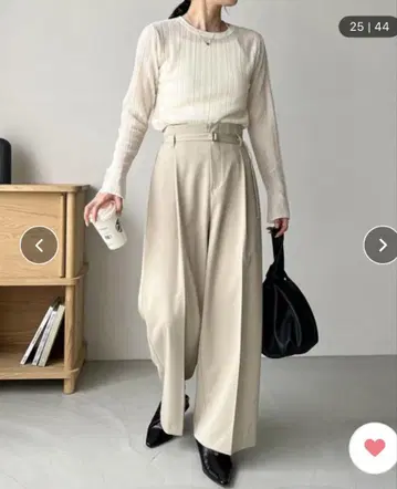 카프리 슈레 마쥬 벨트 포함 와이드 팬츠 라이트 베이지