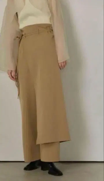 eaphi belt ribbon layered wrap pants