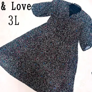 &LOVE 앤드러브 플라워 플리츠 원피스 블랙