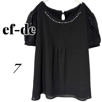 ef-de 에프데 블랙 S 비쥬 장식 쉬폰 블라우스 레이스 퍼프