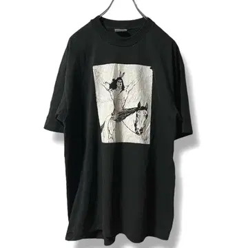 빈티지 인디언/USA 제작 Hanes 선주민 T셔츠 블랙 XL