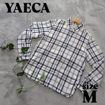 [ YAECA ] 야에카 ( M ) 체크 무늬 긴팔 상의 앞 버튼 화이트