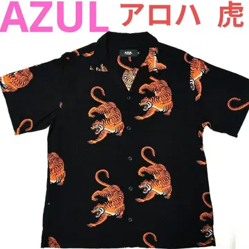 AZUL 반팔 알로하 셔츠 호랑이 무늬 M 사이즈