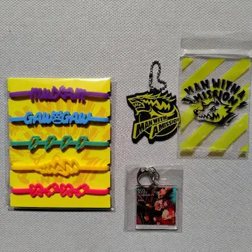 MAN WITH A MISSION 실리콘 밴딩 5개, 키링 세트