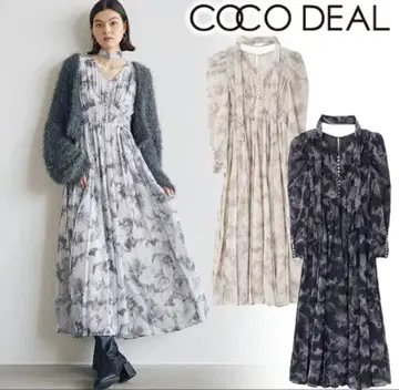 COCODEAL 코코딜 플로키 플라워 프린트 플리츠 원피스