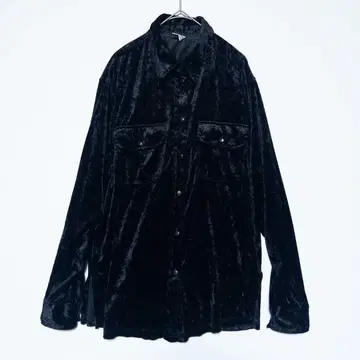 블랙 벨벳 긴팔 셔츠 광택 벨로아 블랙 L C&A canda