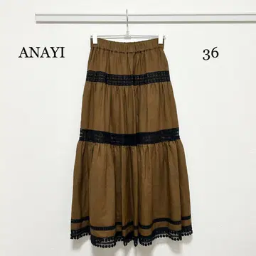 0025 ANAYI 린넨 느낌의 티어드 스커트 36 사이즈