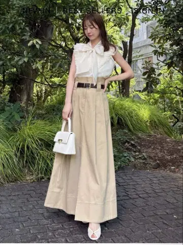 SNIDEL 스나이델 치노 와이드 스커트 베이지
