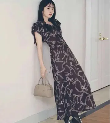 SNIDEL 스나이델 리본 슬리브 디자인 원피스 BRW