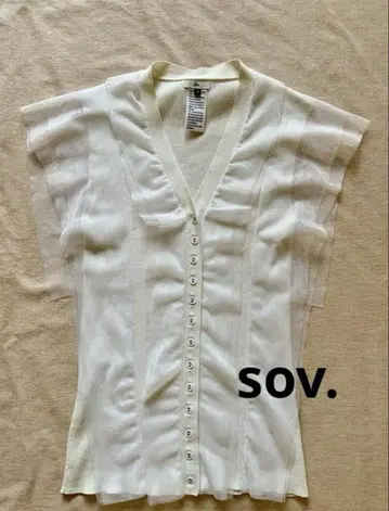 Sov. 더블 스탠다드 클로징 튤 슬리브리스 블라우스