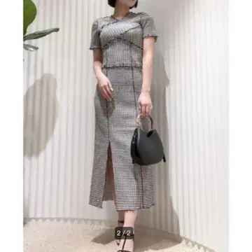 스나이델 메로우 디자인 원피스 깅엄 체크 GU 그레일