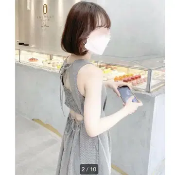 SNIDEL 스나이델 백 오픈 플레어 원피스 하운드투스 체크 패턴 0