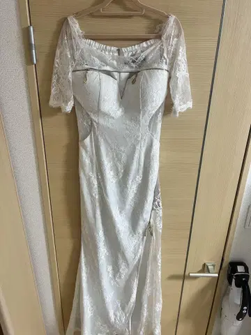 ROBE de FLEURS Glossy 화이트 드레스 S 사이즈