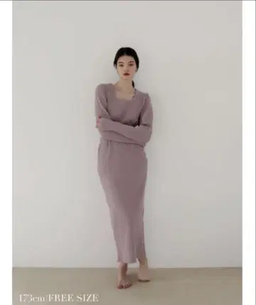 스퀘어 넥 와플 원피스
