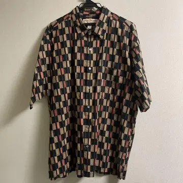 vintage 올 패턴 셔츠 초코 카카오 반팔 셔츠