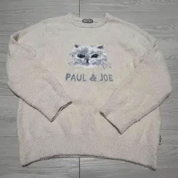PAUL & JOE 고양이 자수 니트 M-L 크림색