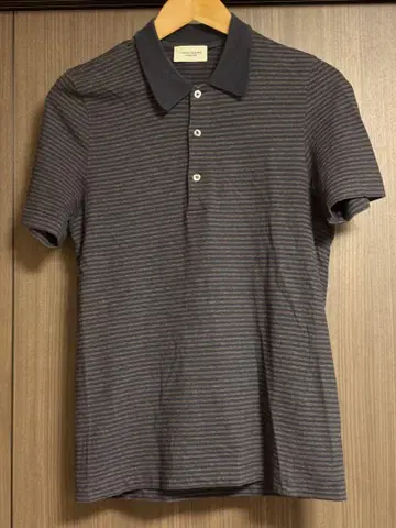 UNITED ARROWS 네이비 x 그레이 보더 피케 셔츠