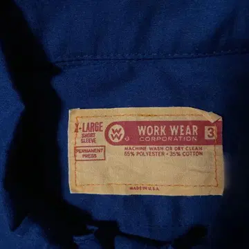 WORK WEAR 반팔 빈티지 워크 셔츠 X-LARGE 네이비