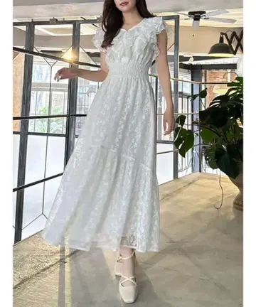 dazzlin 다즐린 백 리본 레이스 민소매 원피스 화이트