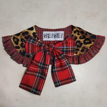HEIHEI 체크 레오파드 무늬 탈부착 카라