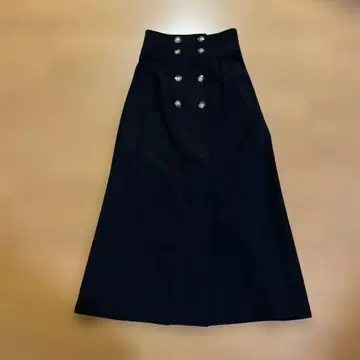 블랙 더블 버튼 롱 타이트 스커트 앞뒤 슬릿