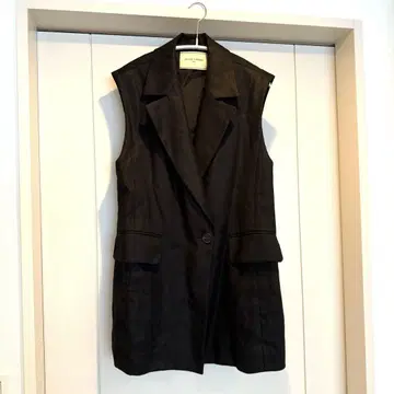 새상품급 United Arrows 애로우즈 린넨 베스트 36 블랙