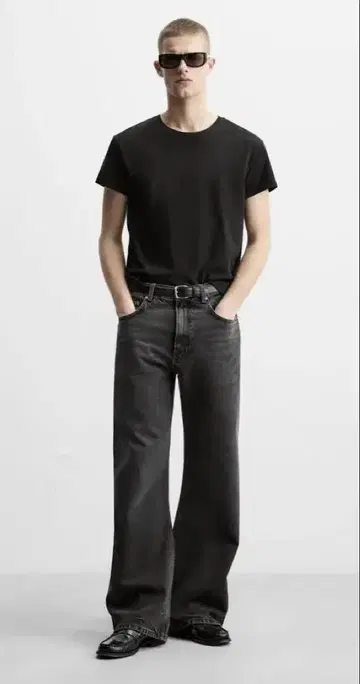ZARA 플레어 핏 배기 데님 팬츠 다크 그레이