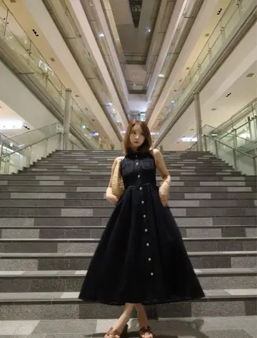 미스트레아스 Denim Amerian Sleeve Long Dress