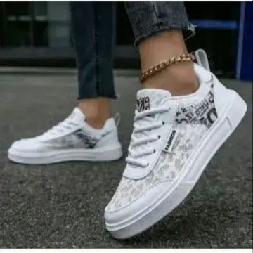 24cm 신발 통기성 경량 레오파드 무늬 플랫 로우컷 스니커즈
