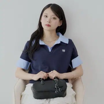 Chico 자수 카라 부착 폴로 니트