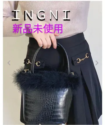 INGNI 퍼 버킷 토트 백 2way 숄더 체인 백 블랙