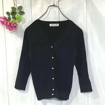 아푸와이저 리셰 펄 버튼 가디건 블랙 2 자수