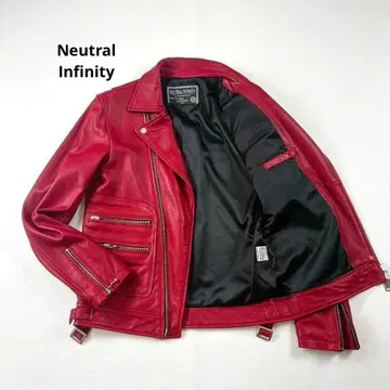 Neutral Infinity 램 가죽 더블 라이더 자켓 빨간색