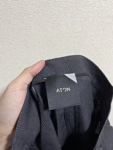 ATON 에이트 하운드투스 체크 린넨 랩 와이드 팬츠 슬랙스