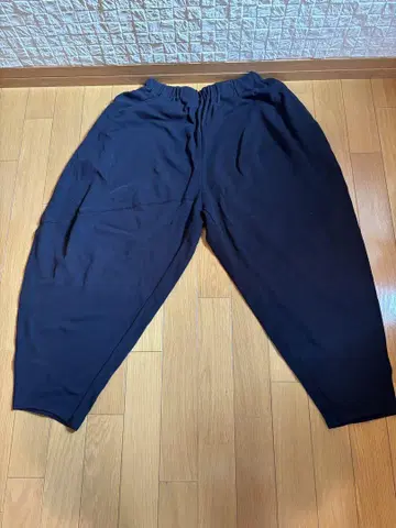 요건 레일 사루엘 팬츠 면 100% 블랙 와이드 루즈핏